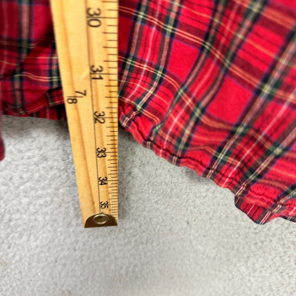 Ralph Lauren Pajama Top Women S Red Plaid Cotton Button Shirt Sleep Lounge Cozy - Picture 5 of 7